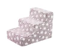 Dog Stairs, Pet Stairs for Small Dogs and Cats, Cozy Removable Fabric Cover, Lightweight Secure Climbing Grip, Perfect for Bed Sofa or Chair Use, 15.35x12.99x11.42 In