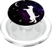 Dog Standing Up Hind Legs Moon Stars Dog Breed on Black PopSockets PopGrip para MagSafe