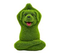 Dog Statue Decor - Green Flocked Resin Sculpture, Yoga Dog with Weather Resistant Finish, Outdoor Figure with Durable Build, Garden Decor for Patio Lawn, Dogs Statue for Indoor Porch Balcony Use