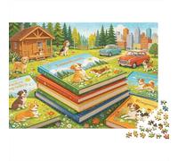 Dog Storybook Adult Jigsaws 1000 Piezas Material Reciclado Whimsical Books Puzzle Juego Educativo Decompression Parent Child Game Props for Home 52x38cm/1000pcs