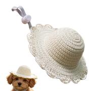 Dog Straw Hat - Breathable Puppy Headpiece for Pet Parents | Lightweight Summer Hat for Cats and Dogs, Sun Protection Design, Adjustable Fit, Ideal for Beach Park Backyard Walking Hiking Camping