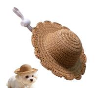 Dog Straw Hat - Breathable Puppy Headpiece for Pet Parents | Lightweight Summer Hat for Cats and Dogs, Sun Protection Design, Adjustable Fit, Ideal for Beach Park Backyard Walking Hiking Camping