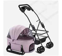 Dog Stroller for Medium Dogs, Pet Carriage Stroller for Small Medium Dogs/Cats, Dog Pram Cat Strollers Premium Pet Pushchair Detachable Carrier Trolley with Cup Holder (Pink)
