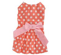 Dog Summer Dress | Sleeveless Polyester Vest with Bow | Cute Pet Clothes for Young Pets/Daily Use/Photo Shoots | Easy On & Off (XZD298 Orange S)