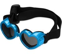 Dog Sunglasses, Dog Heart Shaped Goggles Wind-Resistant,Adjustable Pet Goggles UV Protection Puppy Heart Shape Anti-Fog Sunglasses for Small to Medium Dog (Blue)