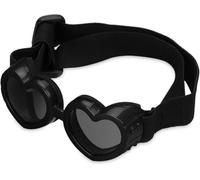 Dog Sunglasses, Dog Heart Shaped Goggles Wind-Resistant,Adjustable Pet Goggles UV Protection Puppy Heart Shape Anti-Fog Sunglasses for Small to Medium Dog (Black)