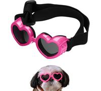 Dog Sunglasses, Dog Heart Shaped Goggles Wind-Resistant,Adjustable Pet Goggles UV Protection Puppy Heart Shape Anti-Fog Sunglasses for Small to Medium Dog (Pink)