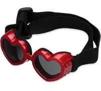Dog Sunglasses, Dog Heart Shaped Goggles Wind-Resistant,Adjustable Pet Goggles UV Protection Puppy Heart Shape Anti-Fog Sunglasses for Small to Medium Dog (Red)