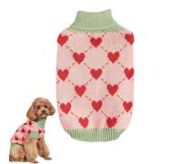 Dog Sweater - Polyester Size | Knitted Dog Cardigan Pet Clothes | Warm Soft Heart Pattern Color Block Pullover with Collar | Autumn Winter Outfit For Small Medium Dogs Daily Wear and Outdoor