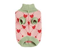 Dog Sweater - Polyester Size | Knitted Dog Cardigan Pet Clothes | Warm Soft Heart Pattern Color Block Pullover with Collar | Autumn Winter Outfit For Small Medium Dogs Daily Wear and Outdoor