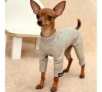 Dog Sweaters for Small Dogs, Striped Pet Clothes, Turtleneck Pullover Warm Puppy Sweater, Adorable Pajamas Jumpsuit Soft & Skin-Friendly(Black,Medium)