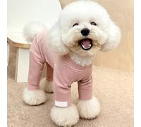 Dog Sweaters for Small Dogs, Striped Pet Clothes, Turtleneck Pullover Warm Puppy Sweater, Adorable Pajamas Jumpsuit Soft & Skin-Friendly(Pink,X-Large)