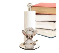 Dog Toilet Paper Holder - Standing Cute Cat Dog Wooden Decor, Large Size with Detached Base, Paper Towel Holder, Aesthetic Animal Stand, for Bathroom Kitchen Cabinet Inside