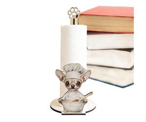 Dog Toilet Paper Holder - Standing Cute Cat Dog Wooden Decor, Large Size with Detached Base, Paper Towel Holder, Aesthetic Animal Stand, for Bathroom Kitchen Cabinet Inside