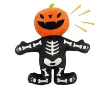 Dog Toy, Squeaky Chew, Halloween Pumpkin Skeleton Plush with Built in Sound, Soft Funny Interactive Training Gift for Puppy Teething, Travel Entertainment, Outdoor Pet Chewing Playtime Enrichment