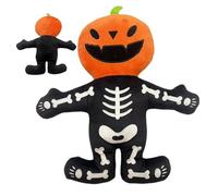 Dog Toy, Squeaky Chew, Halloween Pumpkin Skeleton Plush with Built in Sound, Soft Funny Interactive Training Gift for Puppy Teething, Travel Entertainment, Outdoor Pet Chewing Playtime Enrichment