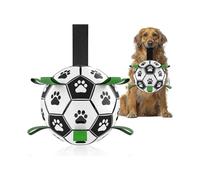 Dog Toys Soccer Ball with Straps, World Cup Interactive Dog Toys for Tug Of War, Puppy Birthday Gifts, Dog Tug Toy, Dog Water Toy, Durable Dog Balls F