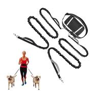 Dog Traction Rope, Adjustable Reflective Running Leashes, Pet Cord with Zipper Pouch, Travel Dog Harness for Hiking, Camping, Jogging, and Outdoor Adventures, Black