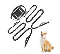 Dog Traction Rope, Pet Running Leashs, Reflective Adjustable Cord, Built-In Zipper Pouch, HandsFree Design, Perfect for Hiking Travel Jogging Outdoor, Two-Body Monomer Black
