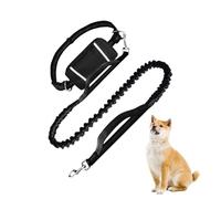 Dog Traction Rope, Pet Running Leashs, Reflective Adjustable Cord, Built-in Zipper Pouch, HandsFree Design, Perfect for Hiking Travel Jogging Outdoor, Two-Body Monomer Black