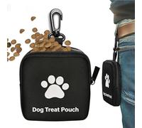 Dog Training Treat Bag - Small Paw Print Pouch With Belt Clip, Portable Puppy Pet Food Snack Holder Carrier, Lightweight Nylon Outdoor Walking Hiking Waist Pack, Magnetic Closure Quick Access