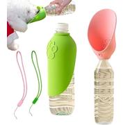 Dog Travel Water Bottle - Foldable Leak-Proof Hydration Cup 2-Piece | Portable Dog Water Dispenser Cup For Travel Hiking RV Boat Yard Garden Beach, Pink & Green Silicone Bottles For All Breeds