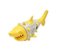 Dog Treat Dispenser Toy, Puppy Chewing Slow Feeder, Bite-Resistant Shark Shape, Interactive Food Dispensers, Ideal para jardín, Backyard, Boredom Reduction, Yellow/Blue