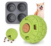 Dog Treat Toy Dispensador - Bola de silicona 9,5 x 9,5 cm, Tray 13 x 13 cm | 4-Cavity Slow Food Training Toy, Puzzle Treat Dispenser | Interactive Dog Toys For Aggressive Chewers, Small Dogs, Food