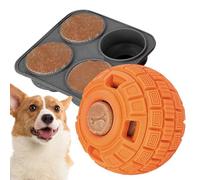 Dog Treat Toy Dispenser, Interactive Dog Toy, Silicone Dog Toy, Food Dispensing Ball, Slow Food Training Toy, Puzzle Dog Toy, Durable Chew Toy, Freezing Treat Dispenser, 4-Cavity Silicone Tray, Aggres