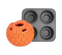 Dog Treat Toy Dispenser - Silicone Ball 9.5x9.5cm, Tray 13x13cm | 4-Cavity Slow Food Training Toy, Puzzle Treat Dispenser | Interactive Dog Toys For Aggressive Chewers, Small Dogs, Food Reward