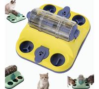 Dog Treat Toy - Funny Slow Feeder, Interactive Slow Feeding Roller for Cats & Dogs - Fun Treat Dispensing, Interactive Dog Treats Dispenser, for Small Medium Pet Cat Kitten (Yellow)