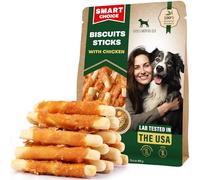 Dog Treats - Palitos de galletas envueltos en pollo, carne de grado humano, 300 g, bocadillos secos naturales de cuero crudo, sin granos, masticables de larga duración para perros grandes y pequeños