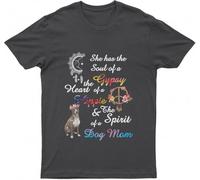 Dog TTshirts Camisetas y Tops, She Has The Soul of A Gupsy The Heart of A Hippie The Spirit of A Lovely Dog Mom Dog TTshirts Camisetas y Tops (Small)