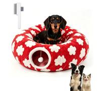 Dog Tunnel Bed Dachshund 3-in-1 Plush Cat Tunnel Bed with Cushion & Ball (D)