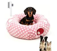 Dog Tunnel Bed Dachshund 3-in-1 Plush Cat Tunnel Bed with Cushion & Ball (E)
