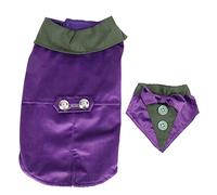 Dog Tuxedo Suit with Bow Tie | Elegant Wedding & Party Outfit for Small/Medium Dogs/Cats | Purple Polyester Formal Pet Attire (L)