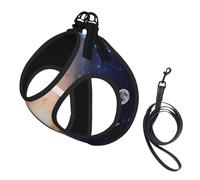 Dog Universe Galaxy Outer Space - Juego de arnés y correa estampados, ajustable, transpirable, suave, chaleco de malla para mascotas con tira reflectante