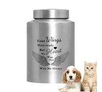 Dog Urns for Ashes, Small Stainless Steel Urn with Angel Wing Design, 5.91x3.94x3.94inches, Animal Memorial Keepsake, Pet Ashes Container Home Display, Outdoor Burial, and Remembrance