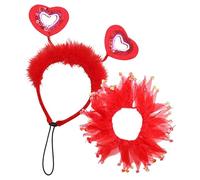 Dog Valentines Outfit, Adorable Red Hearts Headband Pets, Valentine's Day Holiday Costumes with Ribbon, Red Dress Dog Collar for Small, Medium, Large Dogs