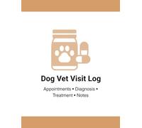 Dog Vet Visit Log Book: Veterinary Visit Tracker for Dogs - Appointments, Diagnosis, Treatment & Health Journal