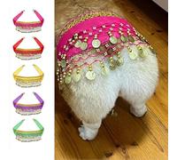 Dog Waist Chain Butt Curtain, Belly Dancing Skirts for Dogs, Passionate Puppy Shaking Hip Dance Hip Scarf Decoration (Rose Red)