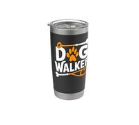 Dog Walker Paw Print Correa Bone Fun Vaso térmico de acero inoxidable de doble pared