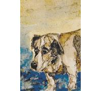Dog Walking a Lake Shoreline or Beach Journal | 6x9 inches | 365 Pages | College Rule | Blue Beige Sand Black