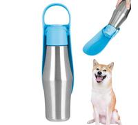 Dog Water Bottle - 750 ml Portable Stainless Steel Drinking Feeder with Built-in Bowl for Walking Hiking Camping Outdoor, Leak-Proof Pet Hydration Container for Dogs and Cats, Easy Carry Travel Use