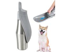 Dog Water Bottle - 750ml Portable Stainless Steel Drinking Feeder with Built-in Bowl for Walking Hiking Camping Outdoor, Leak-Proof Pet Hydration Container for Dogs and Cats, Easy Carry Travel Use