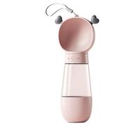Dog Water Bottle Portable Cute Transparent Dog Water Feeder with Feeding Water Feeder Leak Proof Portable Puppy Water Dispenser for Walking Travel (Lindo Rosa)