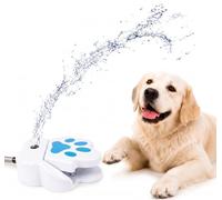 Dog Water Fountain Step On, Paw Activated Outdoor Dog Sprinkler Toy for Large & Small Dogs, No Battery Pet Drinking Pedal with Leak-Proof Hose Connector for Backyard & Summer Play