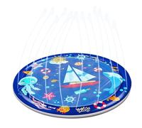 Dog Water Play Mat, Pet Sprinkler Pad, Outdoor Splash Toy, Thickened PVC Material, 1/2 Inch Hose Compatible, Pool Playground Backyard Use, 100cm/39.37 Inches, Blue, 1 Piece