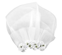 Dog Wedding Veil & Flower Headdress | Elegant Yarn Veil Clip for Small Medium Dogs | Pet Bride Accessory for Wedding Ceremony/Photo Shoots/Party (S)