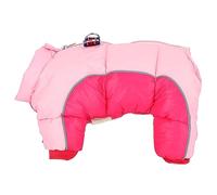 Dog Winter Clothes with Back Zipper | 4 Leg Windproof & Warm Coat for Small Medium Large Dogs | Reflective Pink Pet Apparel for Walking/Outdoor (18#)